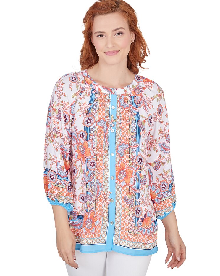 Ruby Rd® Patio Party Woven Patio Floral Top image number 1
