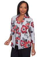 Alfred Dunner® Stamped Floral Two For One with Necklace Top thumbnail number 6