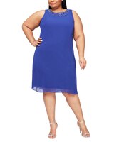 S.L. Fashions Embroidered Soutache Dress with Sheer Yoke thumbnail number 3