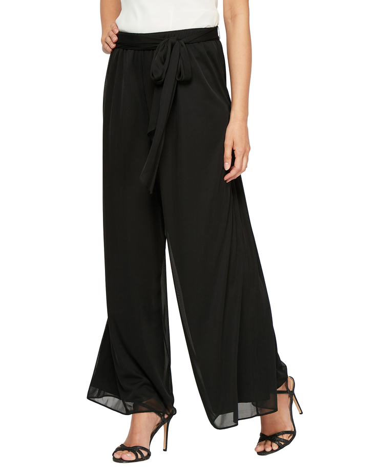 Wide Leg Mesh Pant with Tie Belt image number 1
