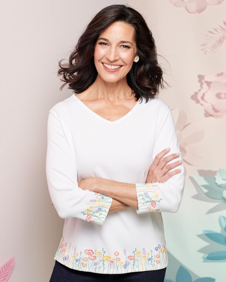 Wildflower Knit 3/4 Sleeve Tee image number 1