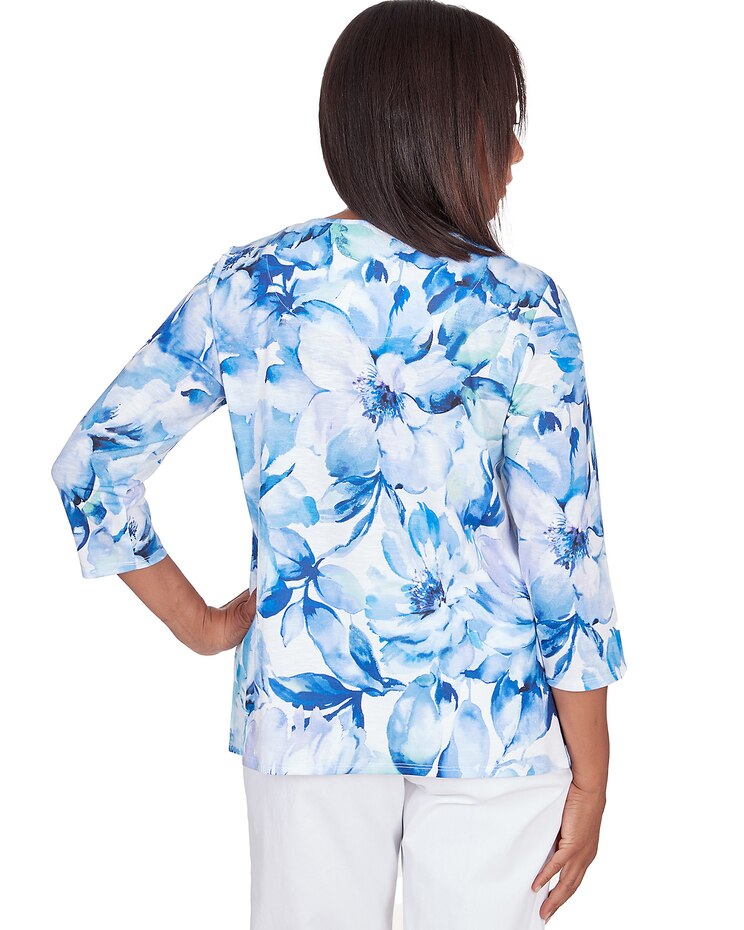 Alfred Dunner® Watercolor Floral Lace Paneled Top image number 2