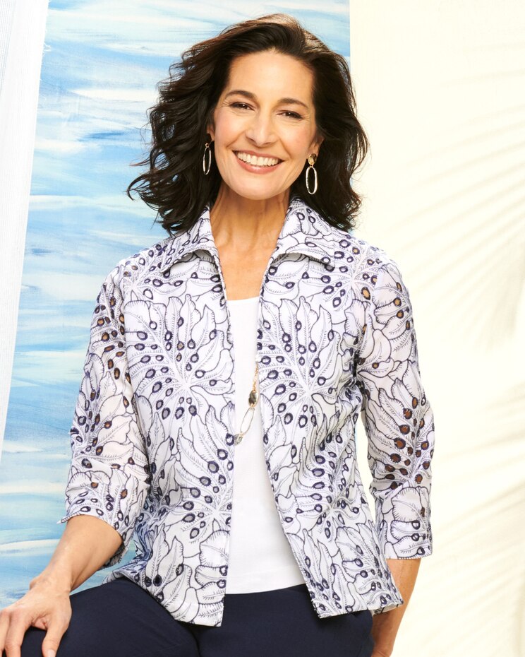 Indigo Leaf Eyelet Jacket image number 1