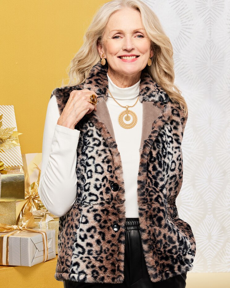 Just Faux Fun Reversible Vest image number 1