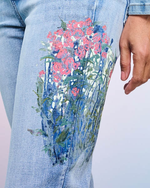 Floral Spray Denim Jeans