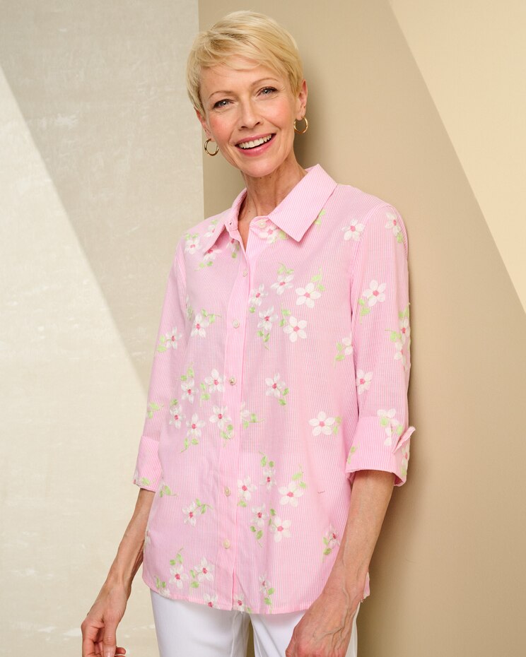 Alfred Dunner Embroidered Pinstripe Shirt image number 1