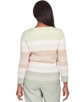 Alfred Dunner® English Garden Texture Stripe Crew Neck Sweater with Necklace thumbnail number 2