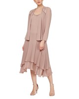 S.L. Fashions Sequin Beaded Shoulder Jacket Dress thumbnail number 1