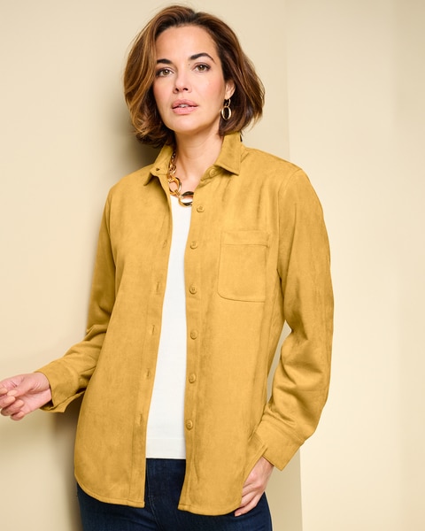 Stretch Microsuede Shirt Jacket