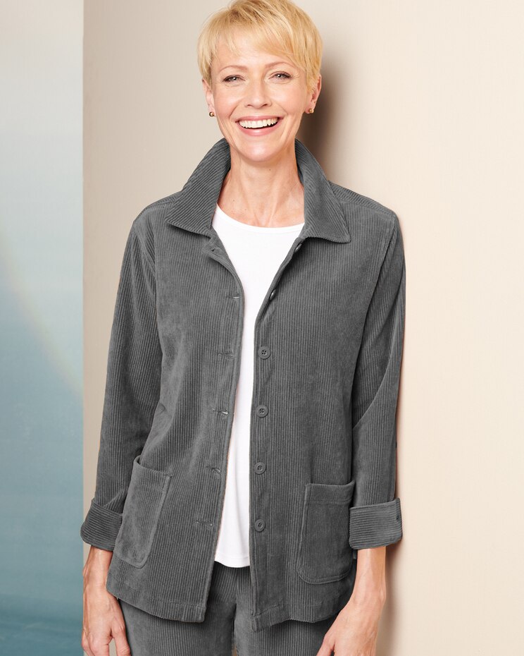 Knit Cord Shirt Long Sleeve Jacket image number 1