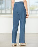 Cotton Tab-Front Straight Leg Pull-On Denim Jeans thumbnail number 2