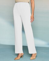 Textured Stretch Crepe Straight Leg Pull-On Pants thumbnail number 1