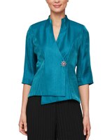 3/4 Sleeve Blouse with Asymmetric Overlay Hem by Alex Evenings thumbnail number 1