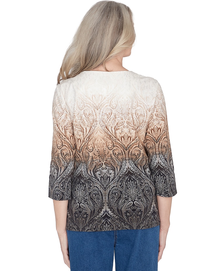 Alfred Dunner® Classics Ombre Beaded Keyhole Neck Top image number 5