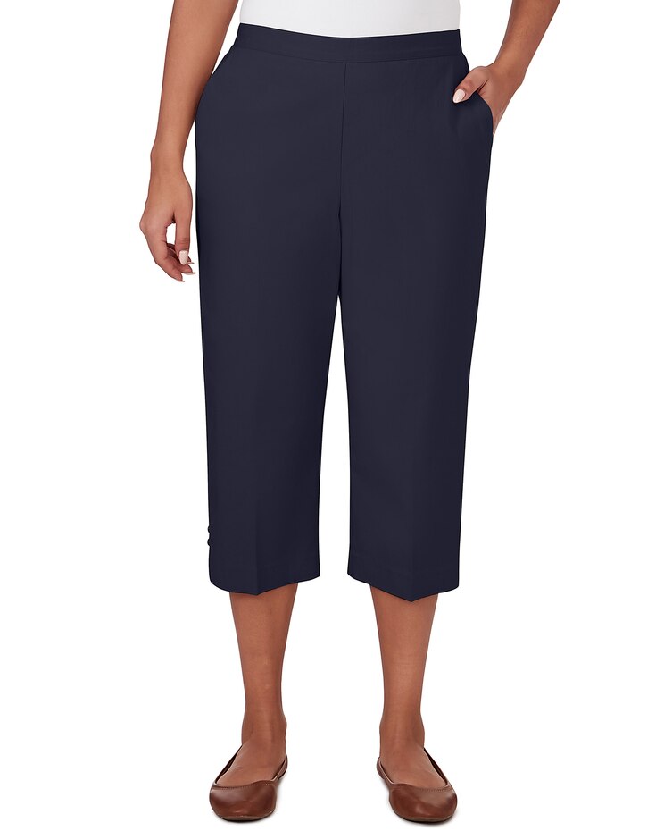Alfred Dunner® Pull On Button Hem Twill Capri Pant image number 1