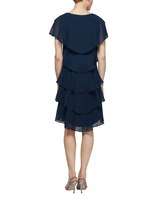 S.L. Fashions Pebble Georgette Caped Tiered Dress thumbnail number 6