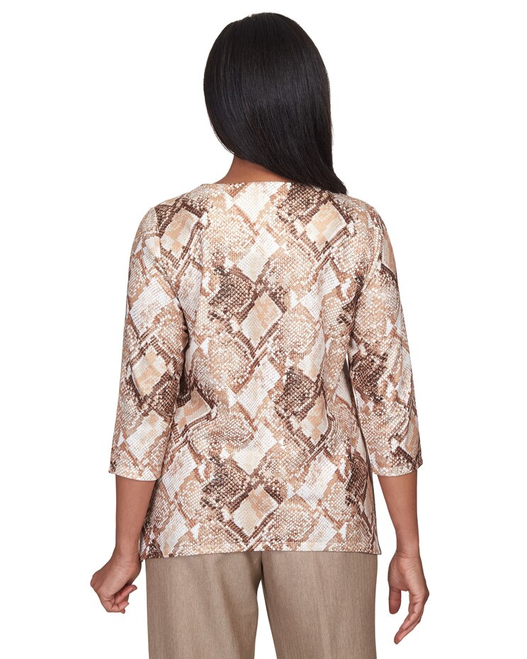 Alfred Dunner® Mulberry Street Shimmery Python Print Top image number 2