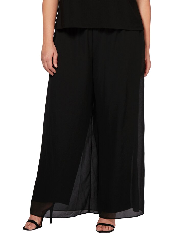 Straight Leg Pant with Georgette Split Leg Overlay image number 3
