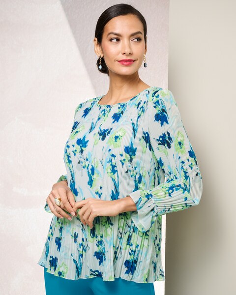 Watercolor Pleated Top