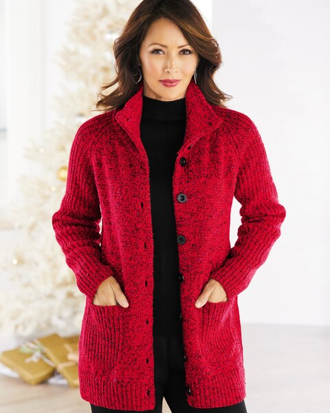Marled Long Sleeve Sweater Jacket