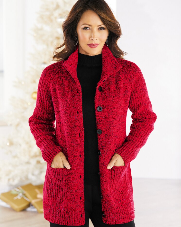 Marled Long Sleeve Sweater Jacket image number 1