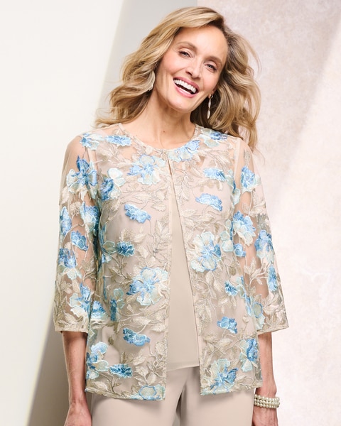 Floral Embroidered Twinset by Alex Evenings