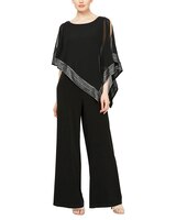 S.L. Fashions Jumpsuit with Attached Asymetric Cape and Silver Hem Detail thumbnail number 1