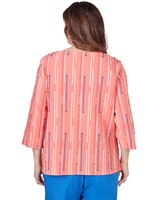 Alfred Dunner® Neptune Beach Beach Geometric Blouse with Button Details thumbnail number 2