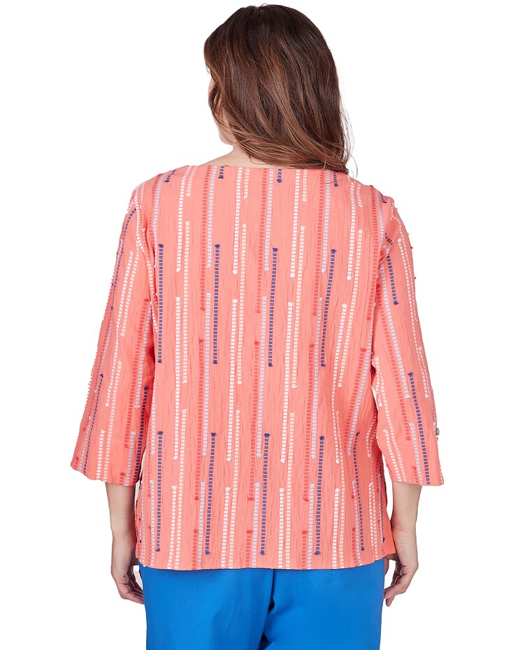 Alfred Dunner® Neptune Beach Beach Geometric Blouse with Button Details image number 2