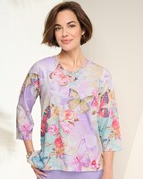 Alfred Dunner Butterfly Floral Top thumbnail number 1