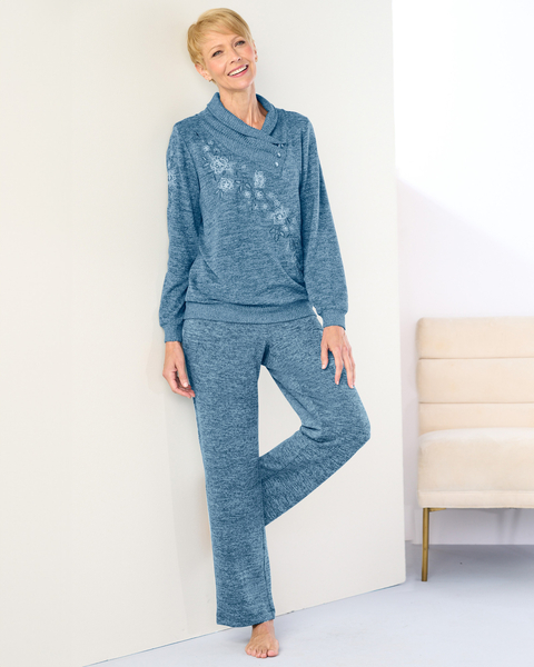 Cozy Up Embroidered Top & Lounge Pants