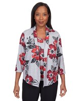Alfred Dunner® Stamped Floral Two For One with Necklace Top thumbnail number 1