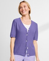 Linen/Cotton Elbow-Sleeve Cardigan  thumbnail number 1