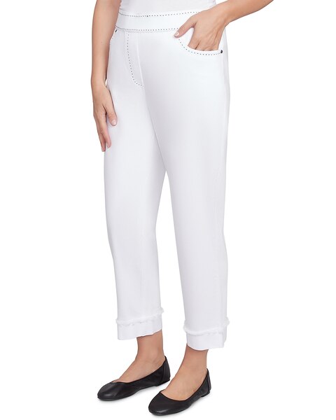 Alfred Dunner® Wild At Heart Floral Embroidered Denim Cuffed Ankle Pant