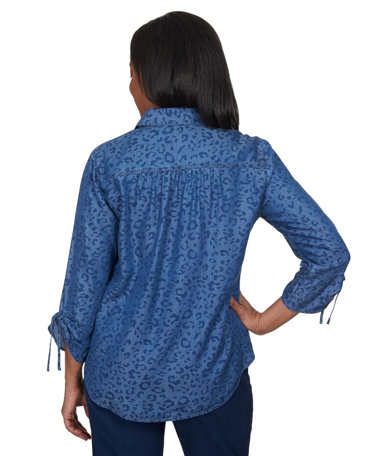 Alfred Dunner® Autumn Weekend Animal Print Tie Sleeve Button Up Top image number 2