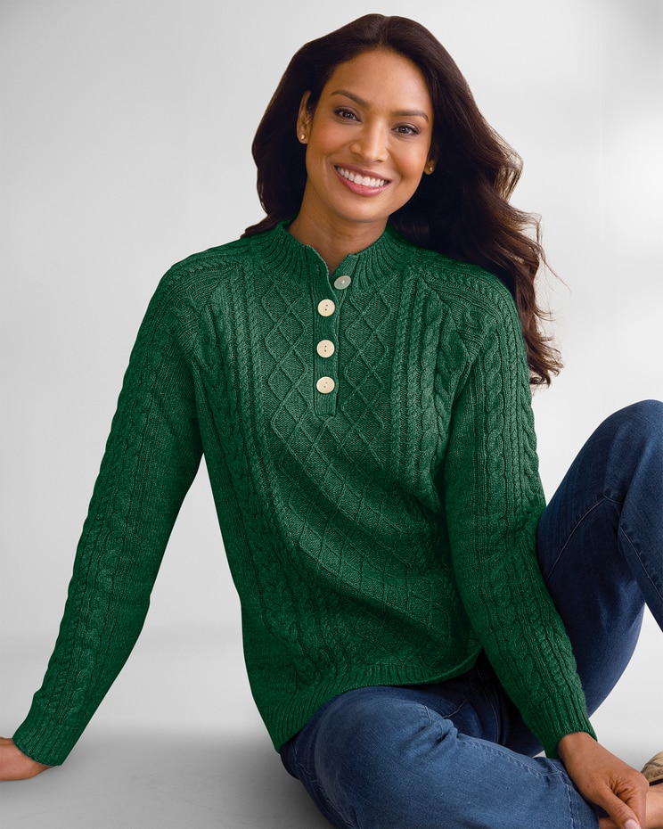 Bayside Cotton Cable Henley Sweater image number 1