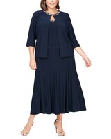 Matte Jersey Jacket Dress with Sequin Beaded Trim thumbnail number 5