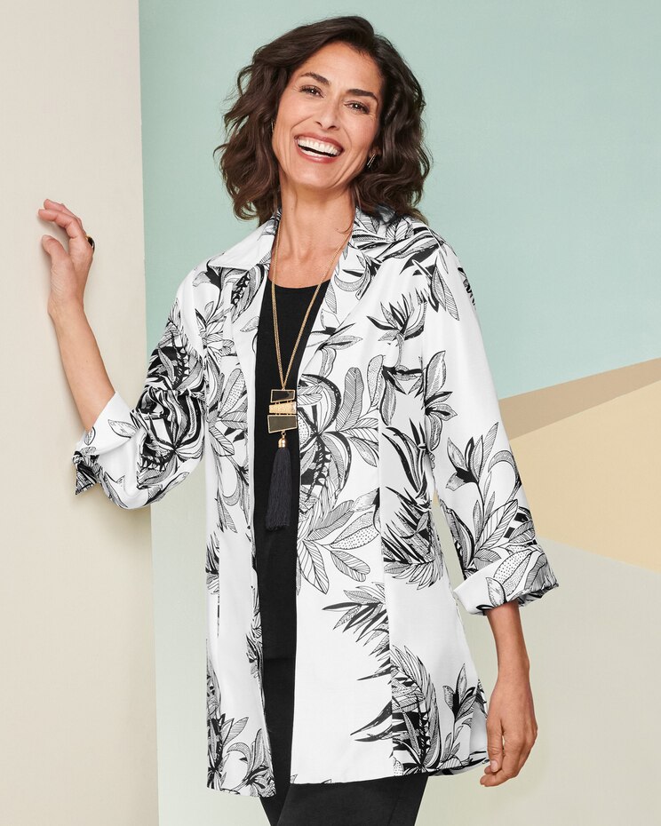 Stencil Leaf Shantung Jacket image number 1