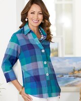 Balboa Plaid ¾ Sleeve Shirt by Foxcroft thumbnail number 2