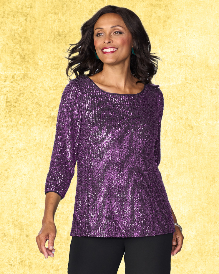 Alex Evenings Stunning Sequin Tunic Top image number 1