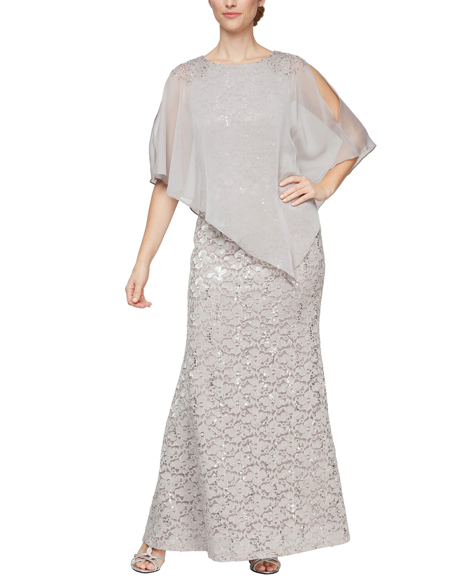 Silver cape dress cheap