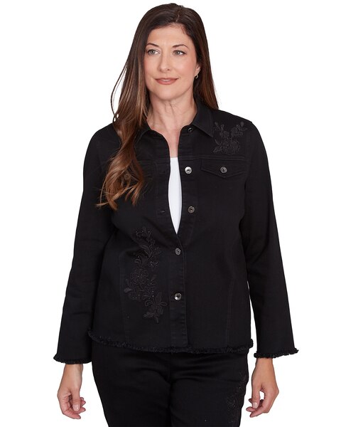 Alfred Dunner® Wild At Heart Heart Floral Embroided Denim Jacket