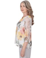 Alfred Dunner® Charleston Watercolor Floral Mesh Top thumbnail number 4