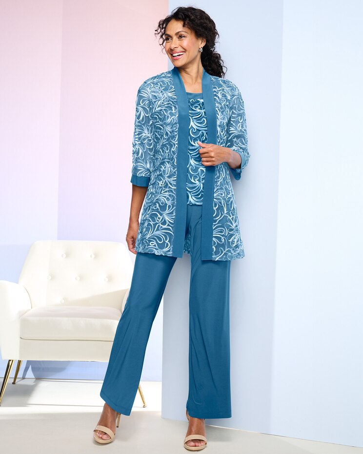 3-Piece Ombre Soutache Pant Set image number 1