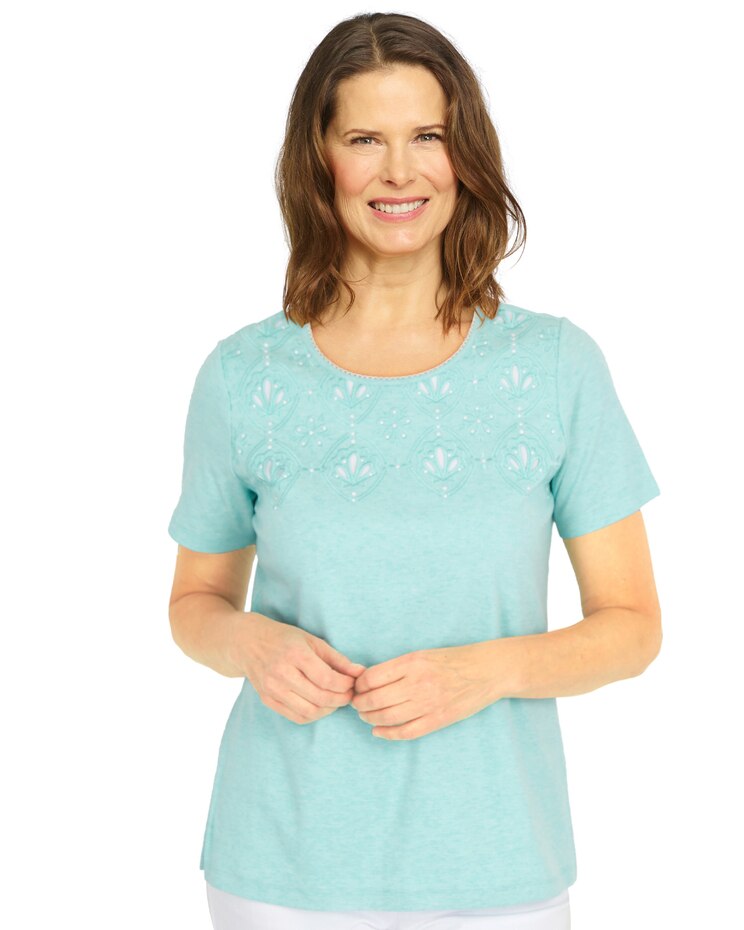 Alfred Dunner® Set Sail Sand Dollar Cut Out Top image number 1