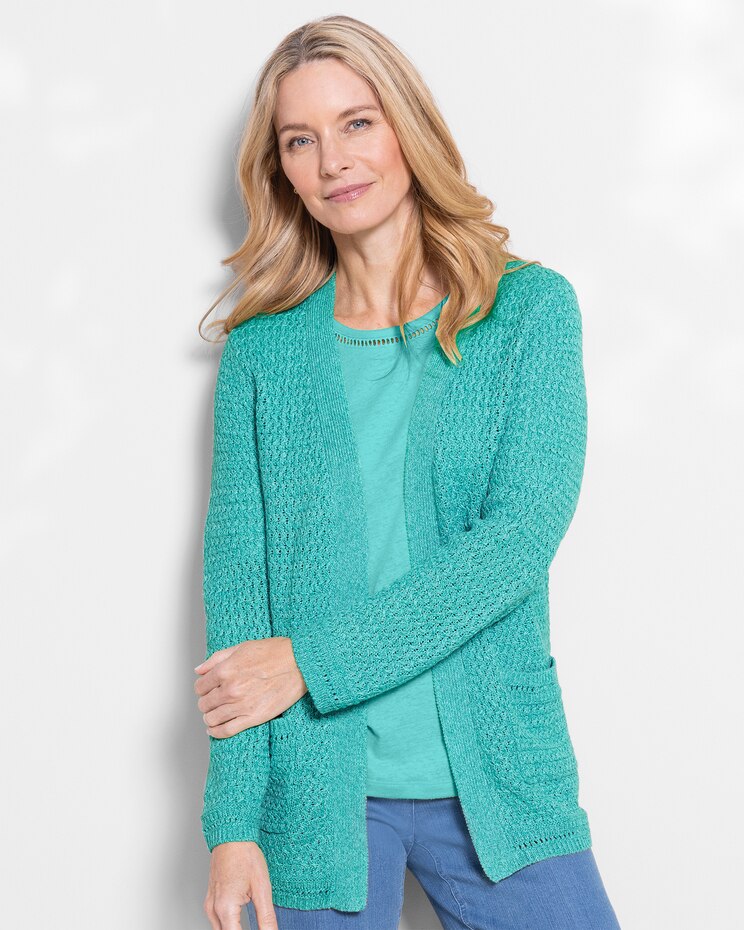 Linen/Cotton Basketweave Cardigan image number 1