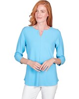 Ruby Rd® Patio Party Knit Cable Stripe Top thumbnail number 1