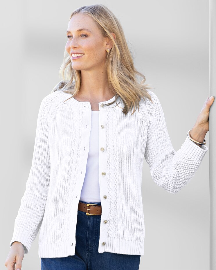 Bayside Cotton Shaker-Stitch Cardigan image number 1