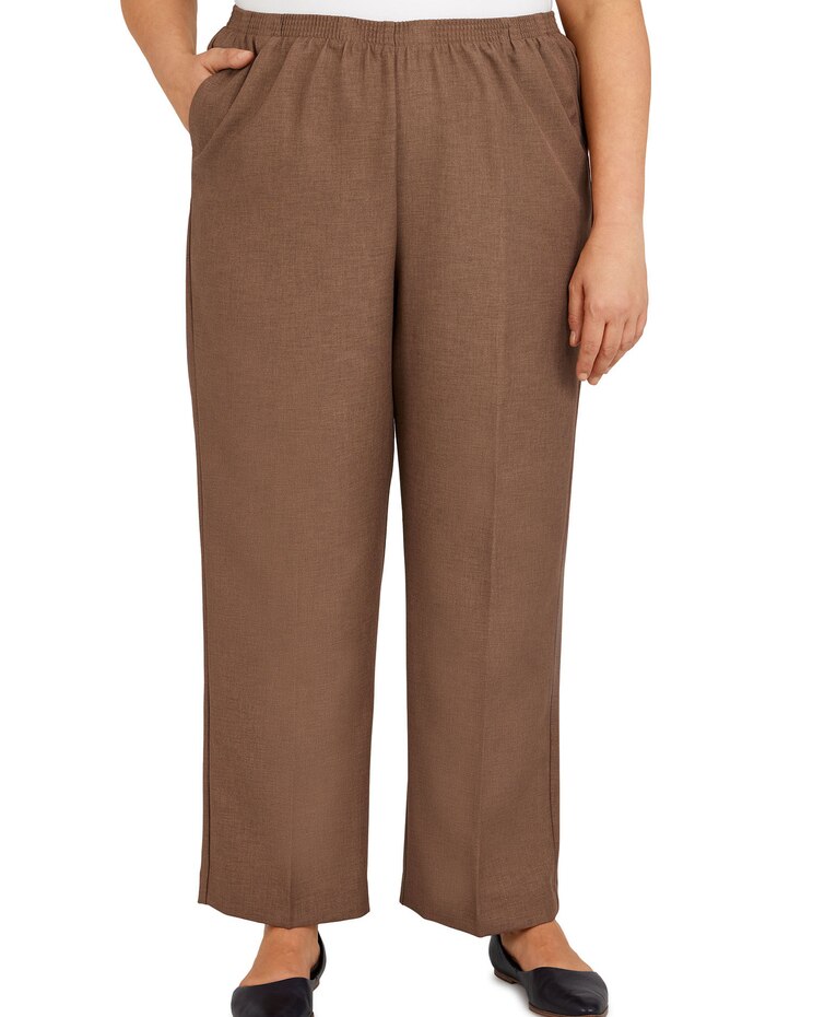 Alfred Dunner Classic Pull-On Textured Proportioned Straight Leg Pants image number 1
