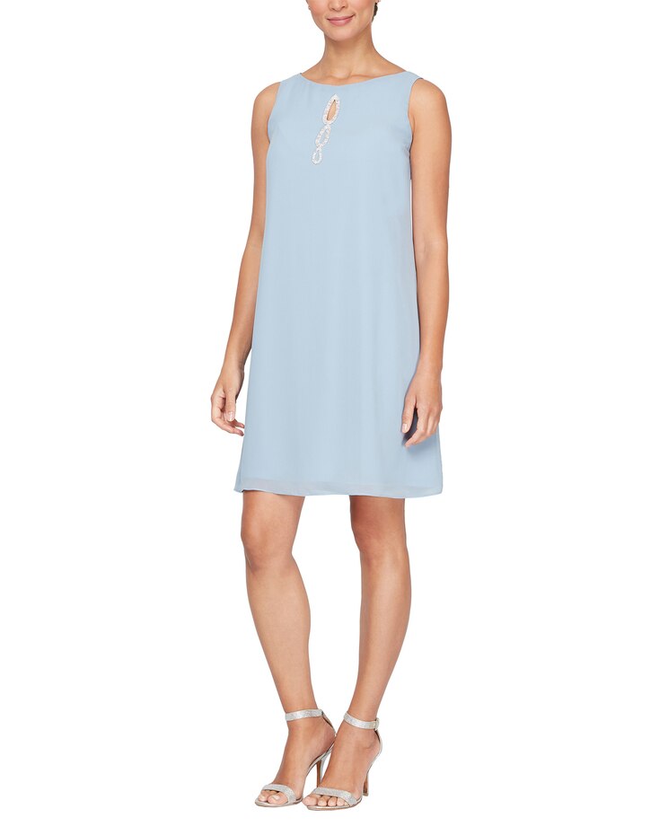 S.L. Fashions Caplet Beaded High Neck Dress image number 3